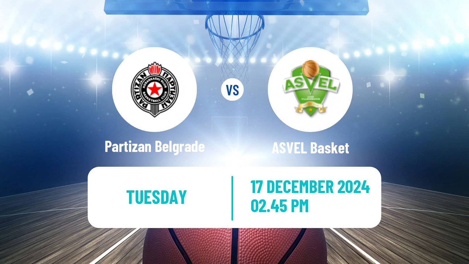 Basketball Euroleague Partizan Belgrade - ASVEL Basket