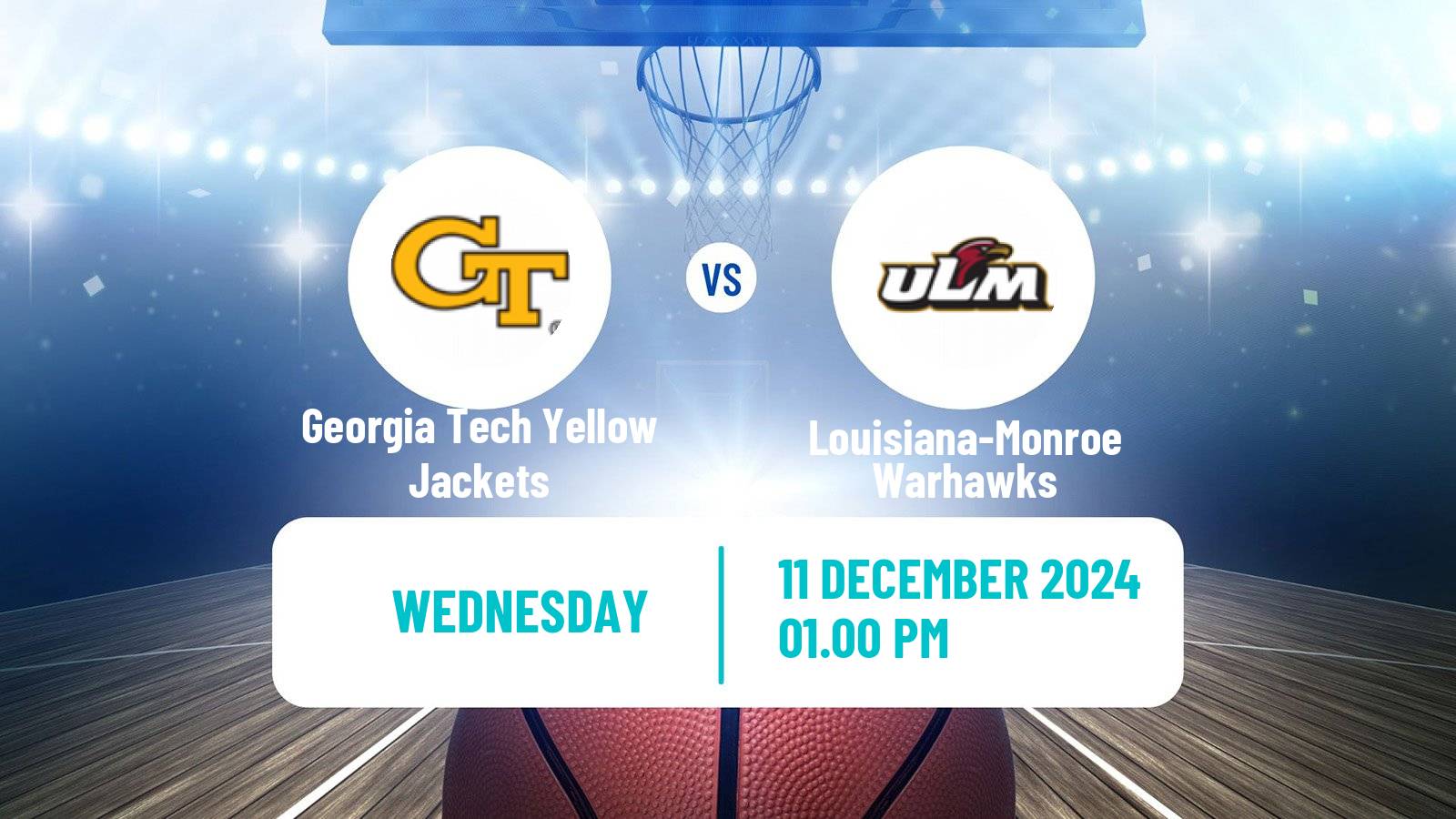 Basketball NCAA College Basketball Women Georgia Tech Yellow Jackets - Louisiana-Monroe Warhawks