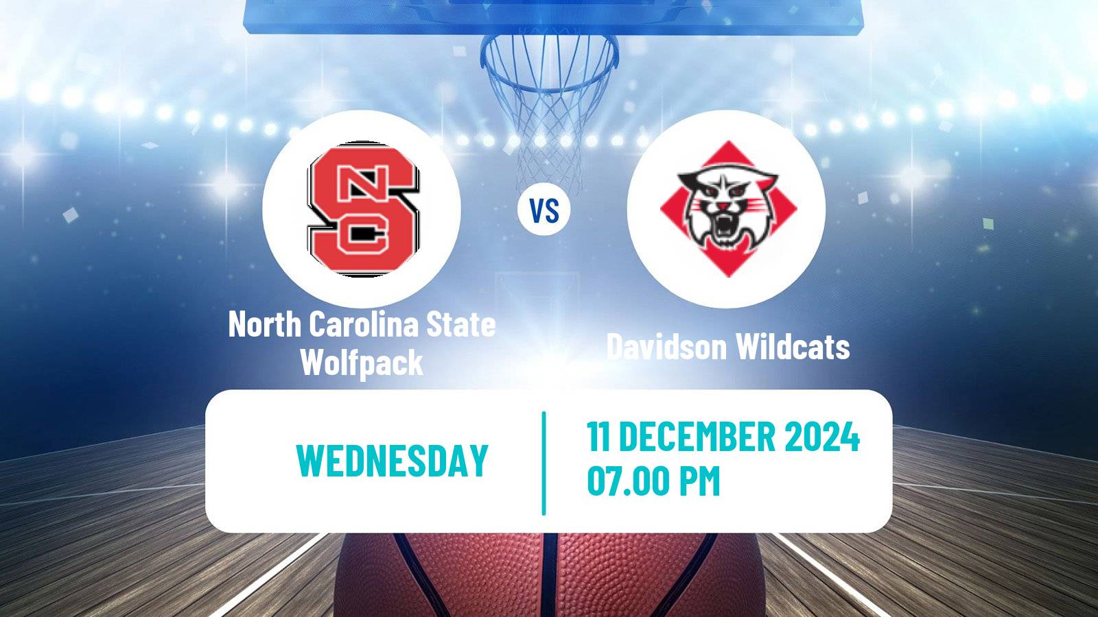 Basketball NCAA College Basketball Women North Carolina State Wolfpack - Davidson Wildcats