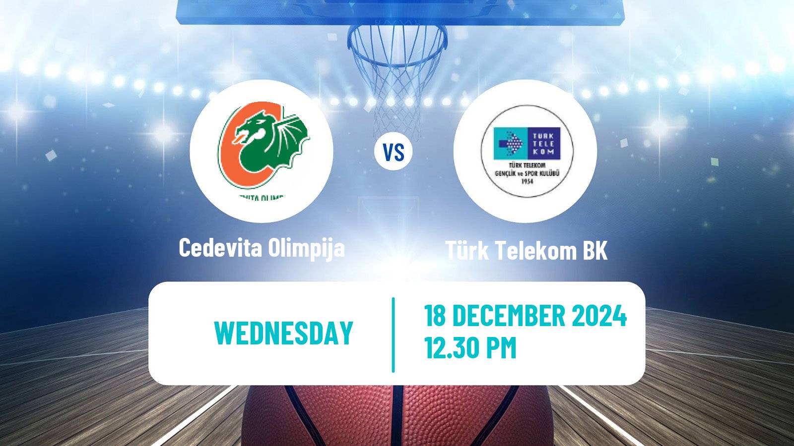 Basketball Eurocup Cedevita Olimpija - Türk Telekom BK