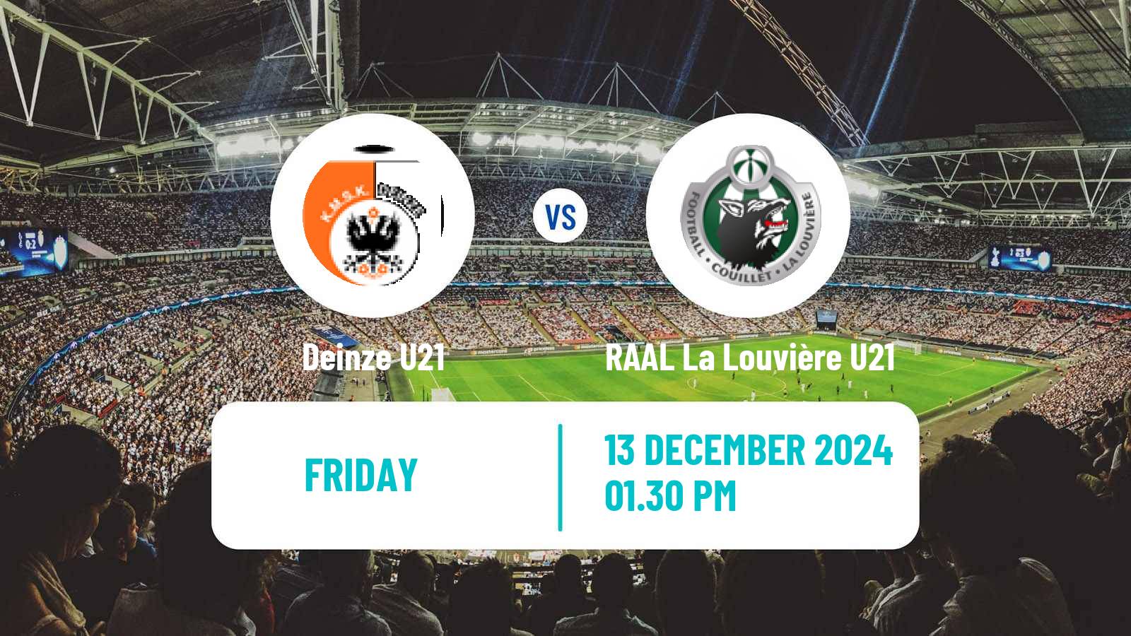 Soccer Belgian Pro League U21 Deinze U21 - RAAL La Louvière U21