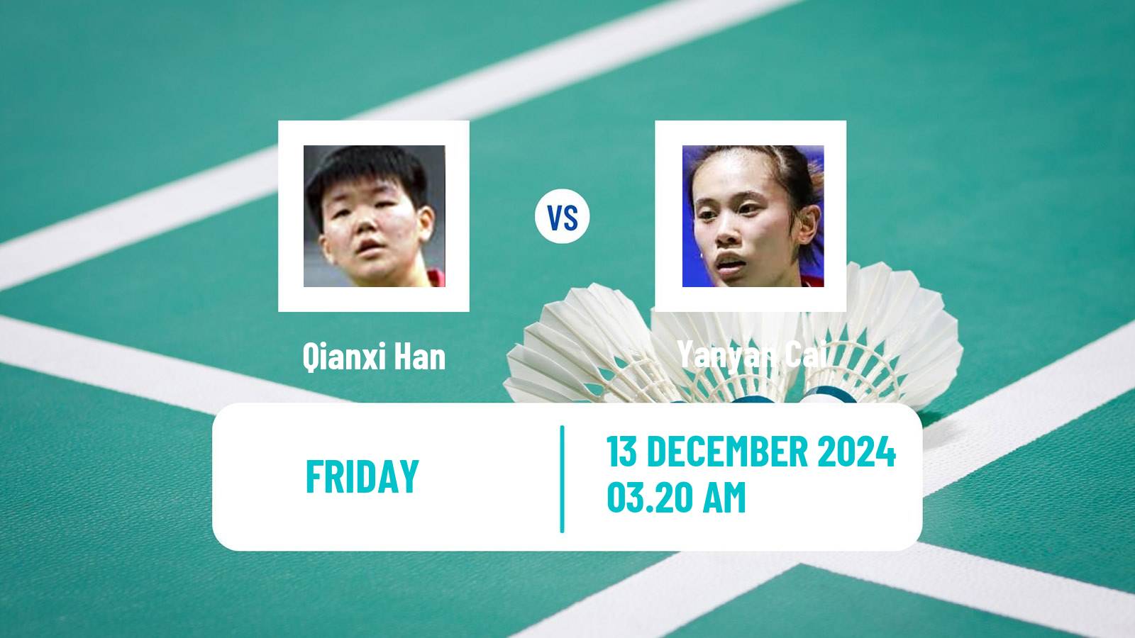 Badminton BWF World Tour Odisha Masters Women Qianxi Han - Yanyan Cai