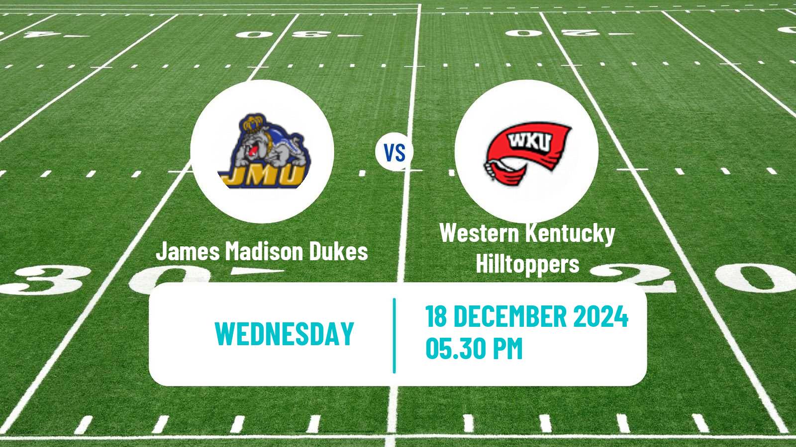 American football NCAA College Football James Madison Dukes - Western Kentucky Hilltoppers