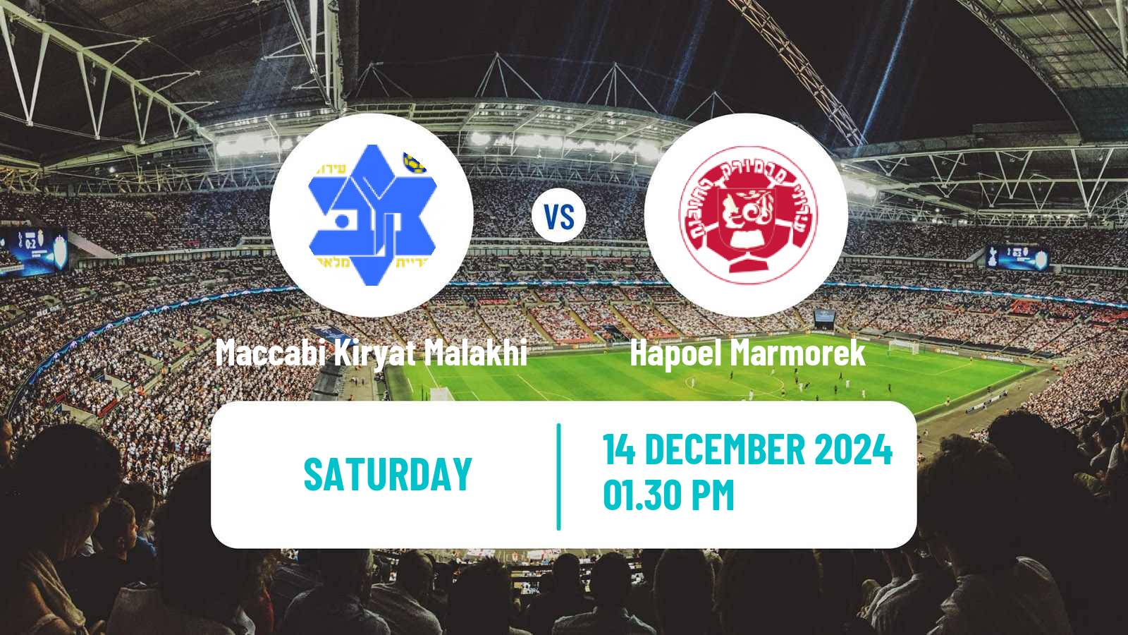 Soccer Israeli Liga Alef South Maccabi Kiryat Malakhi - Hapoel Marmorek