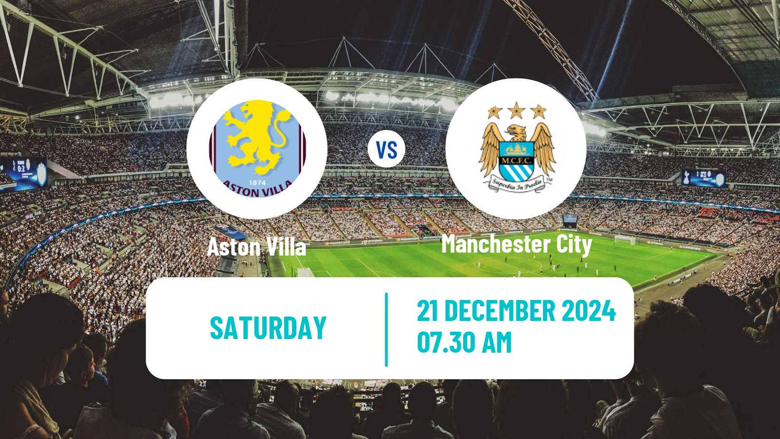 Soccer English Premier League Aston Villa - Manchester City