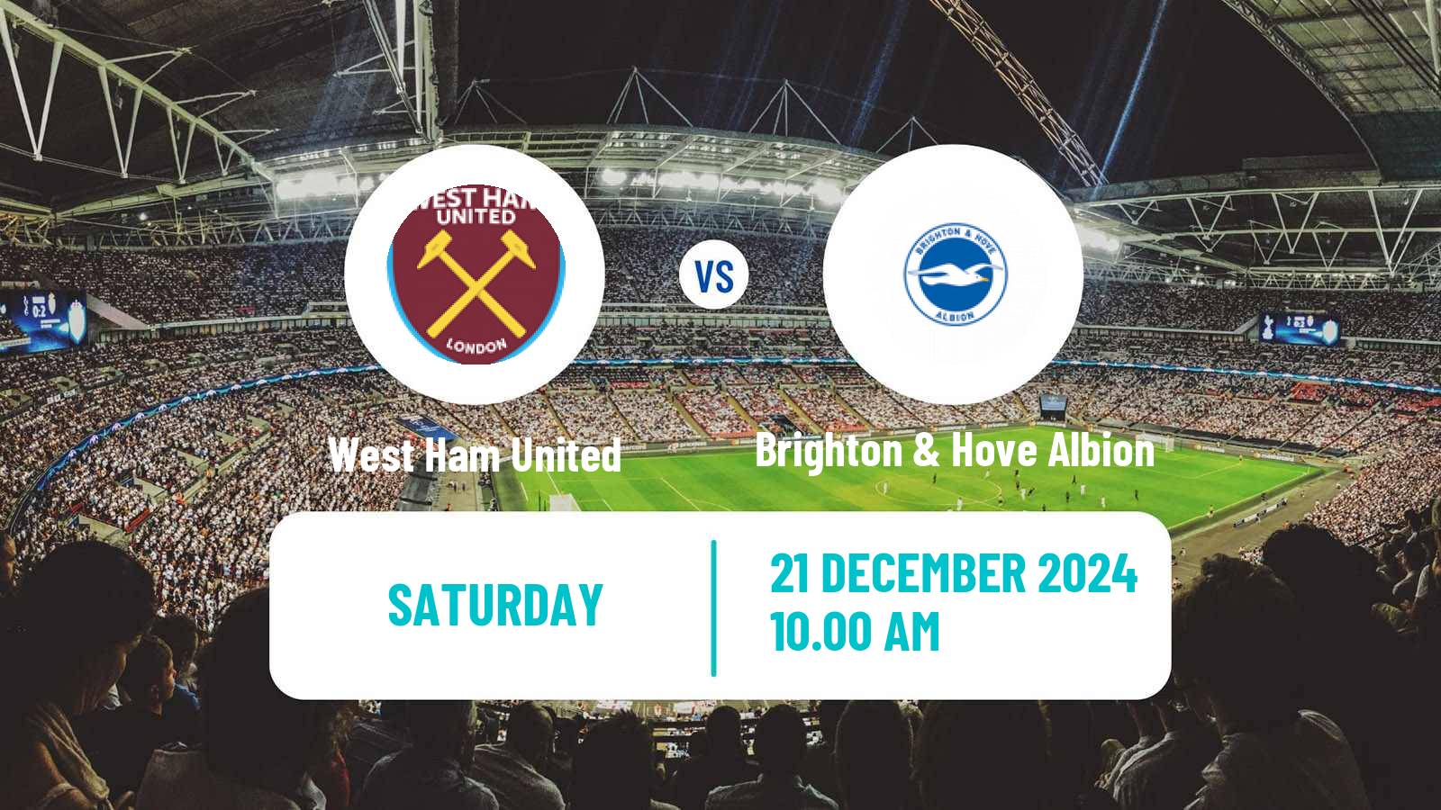 Soccer English Premier League West Ham United - Brighton & Hove Albion