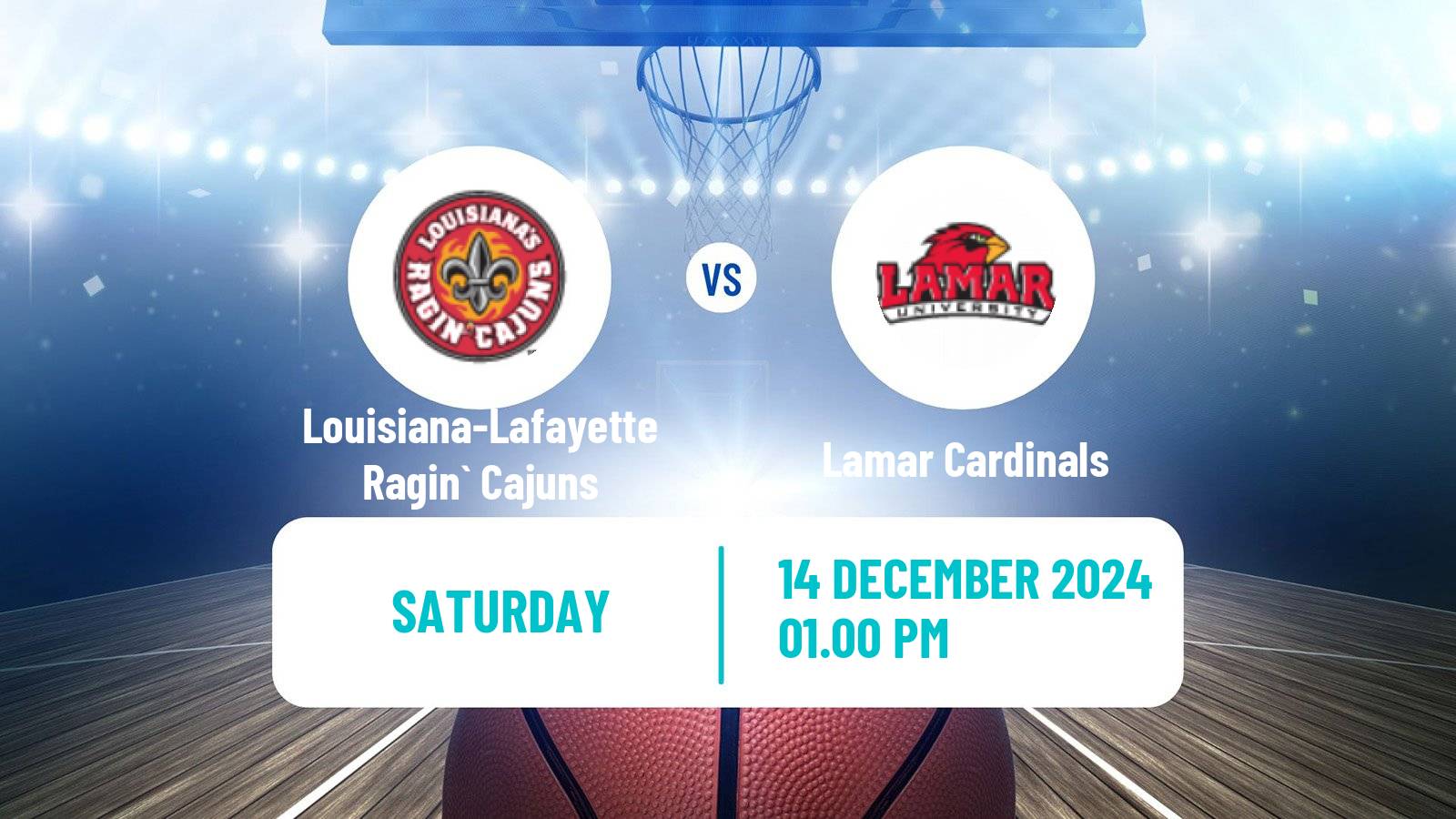 Basketball NCAA College Basketball Louisiana-Lafayette Ragin` Cajuns - Lamar Cardinals