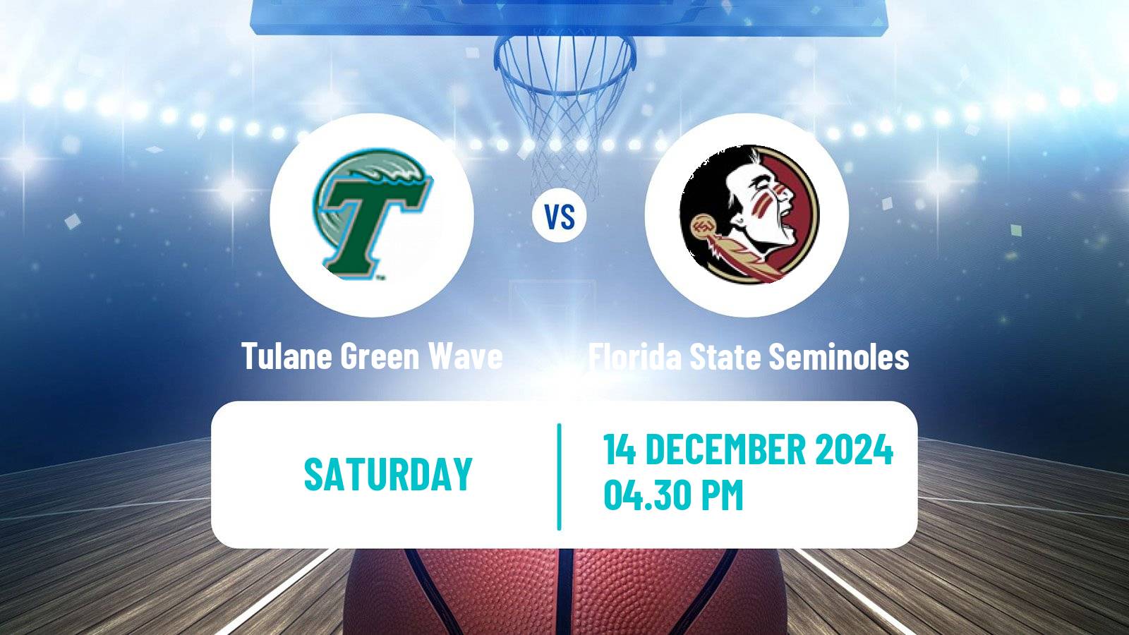 Basketball NCAA College Basketball Tulane Green Wave - Florida State Seminoles