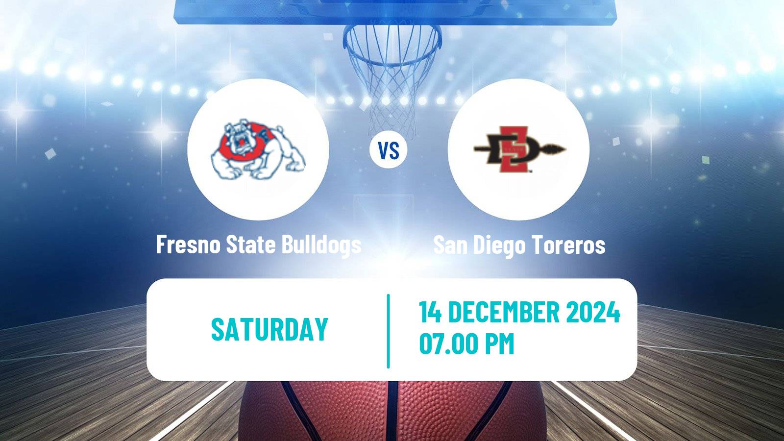 Basketball NCAA College Basketball Fresno State Bulldogs - San Diego Toreros