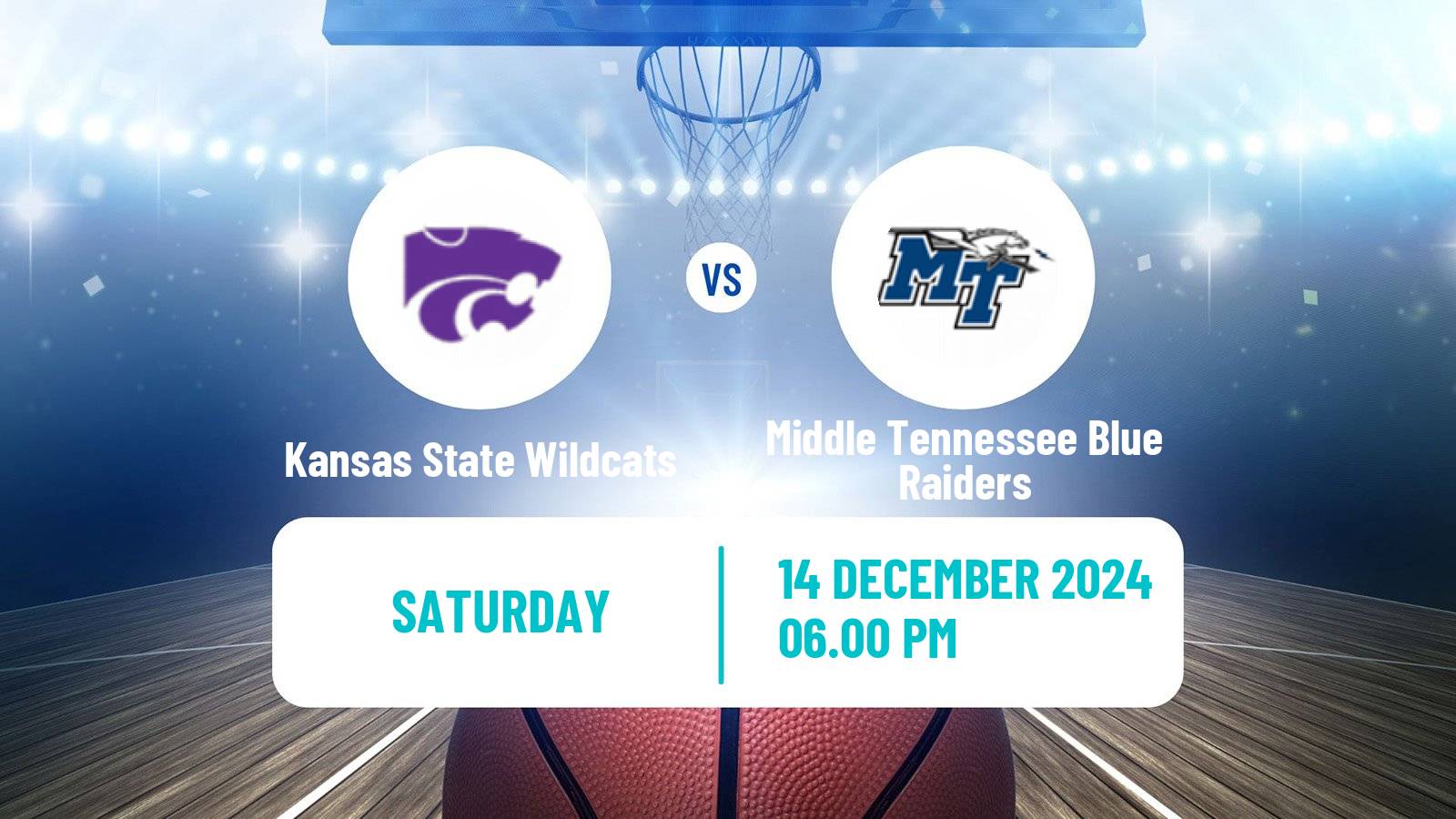 Basketball NCAA College Basketball Women Kansas State Wildcats - Middle Tennessee Blue Raiders