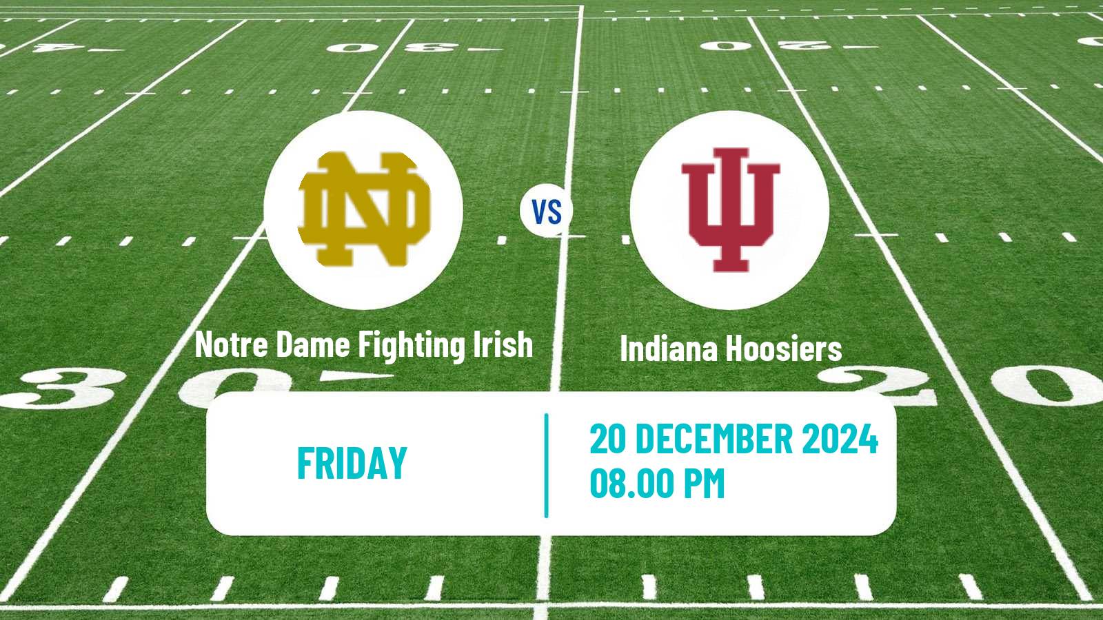 American football NCAA College Football Notre Dame Fighting Irish - Indiana Hoosiers