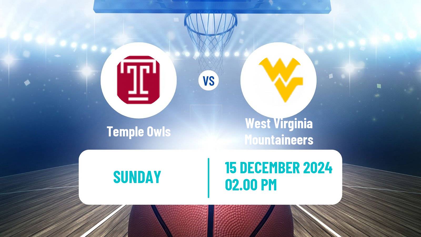 Basketball NCAA College Basketball Women Temple Owls - West Virginia Mountaineers