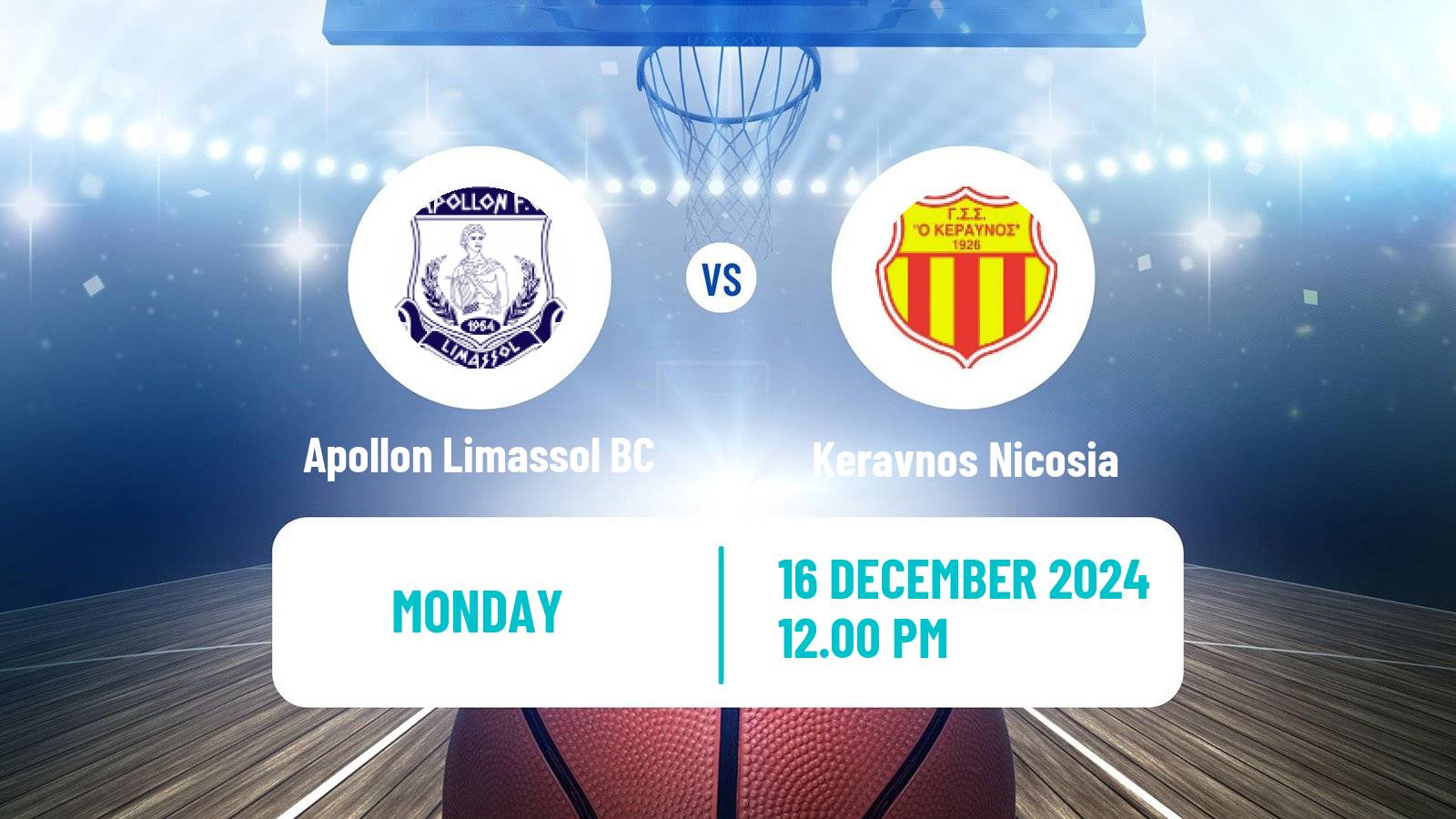 Basketball Cypriot Division A Basketball Apollon Limassol BC - Keravnos Nicosia