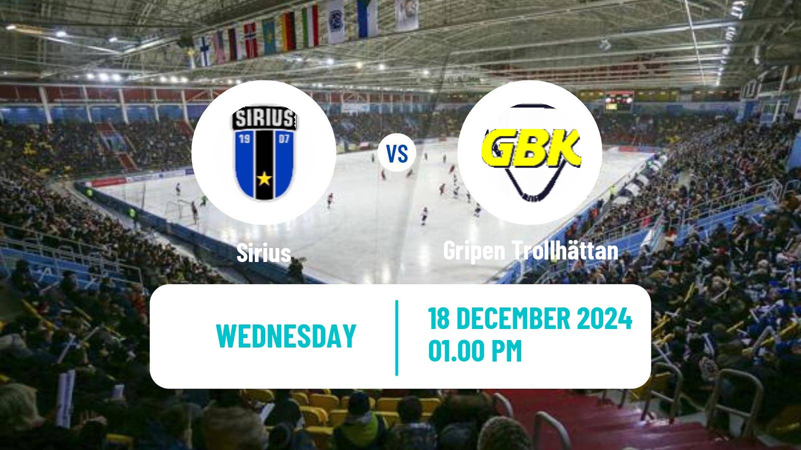 Bandy Swedish Elitserien Bandy Sirius - Gripen Trollhättan