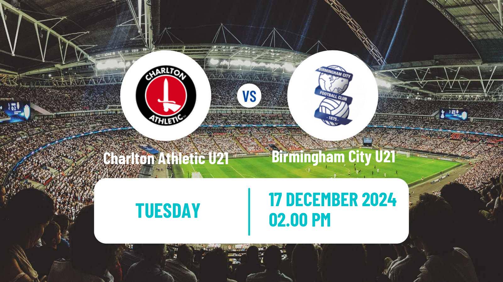 Soccer English Premier League Cup Charlton Athletic U21 - Birmingham City U21