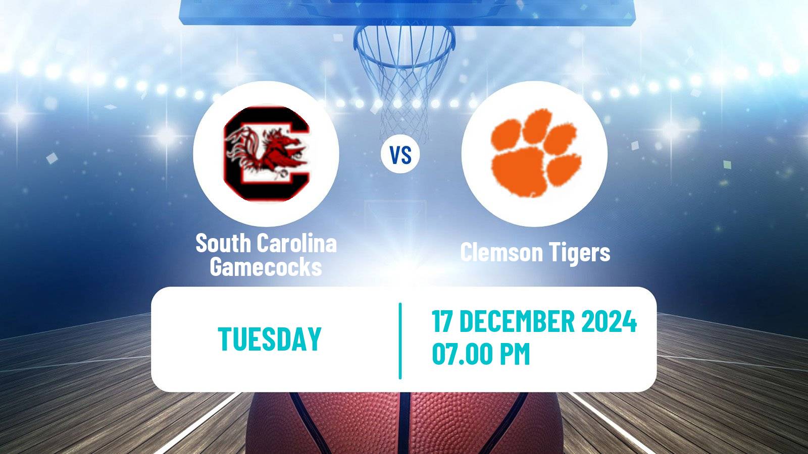 Basketball NCAA College Basketball South Carolina Gamecocks - Clemson Tigers