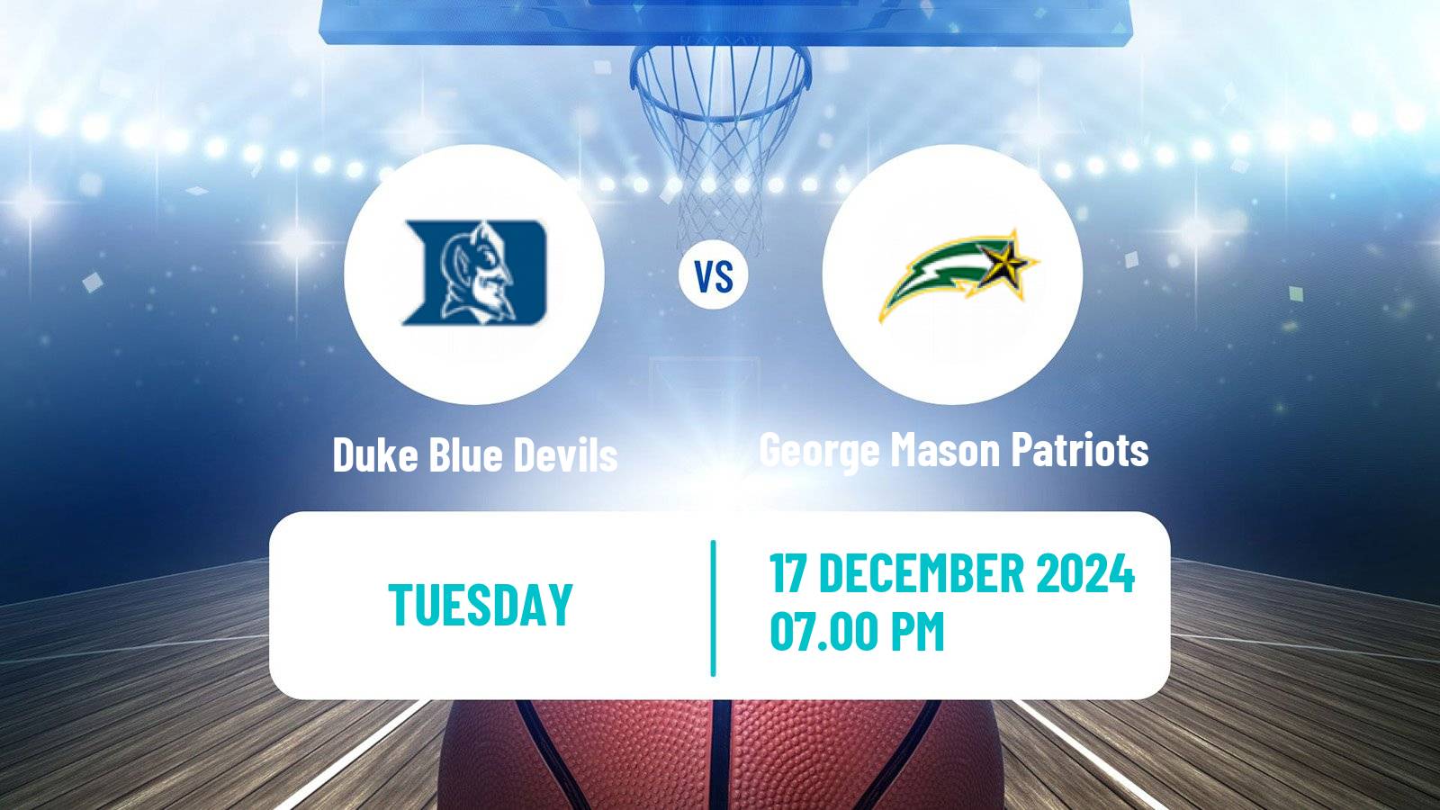 Basketball NCAA College Basketball Duke Blue Devils - George Mason Patriots