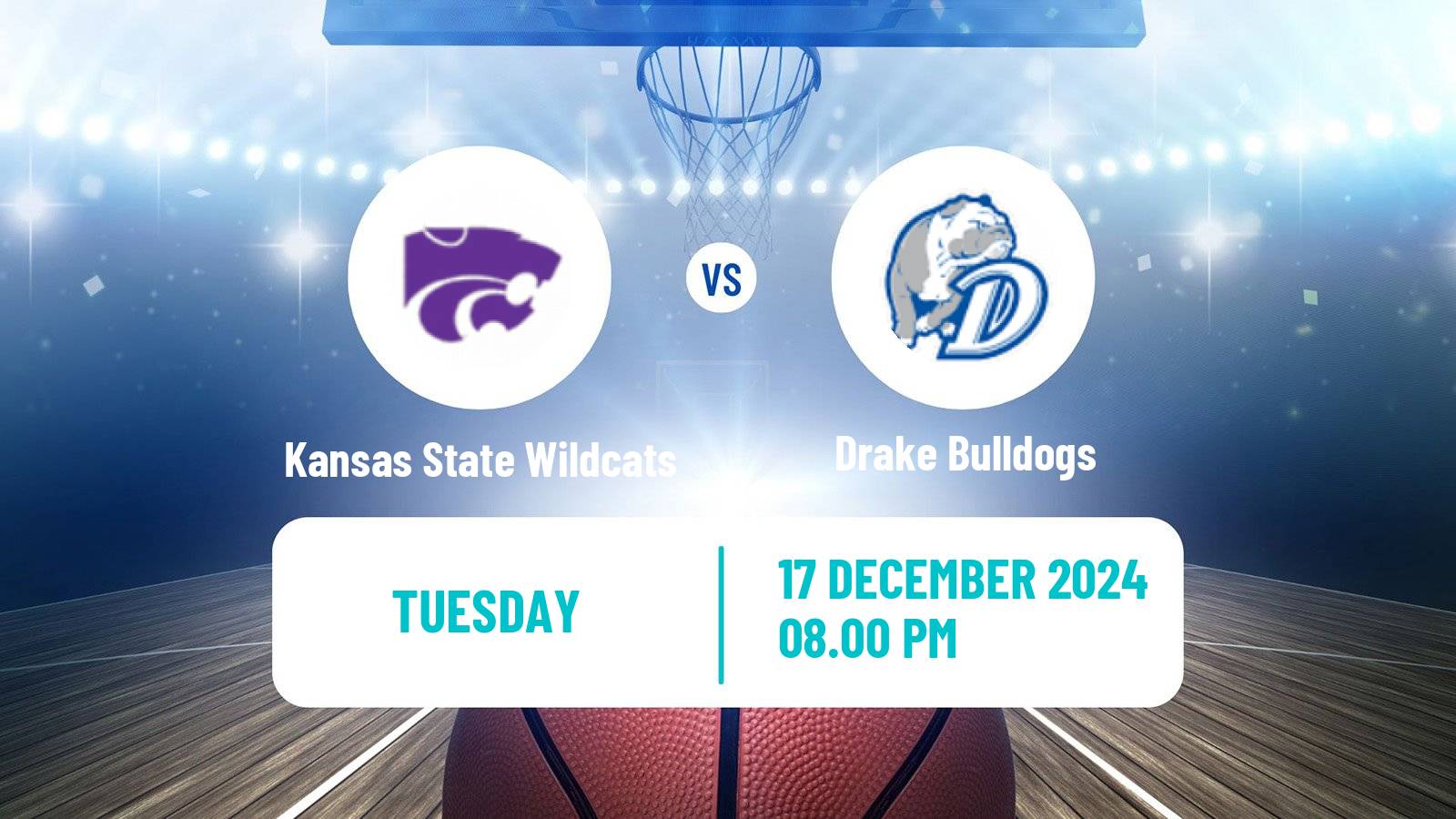 Basketball NCAA College Basketball Kansas State Wildcats - Drake Bulldogs