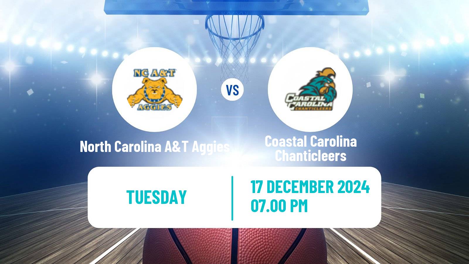 Basketball NCAA College Basketball North Carolina A&T Aggies - Coastal Carolina Chanticleers