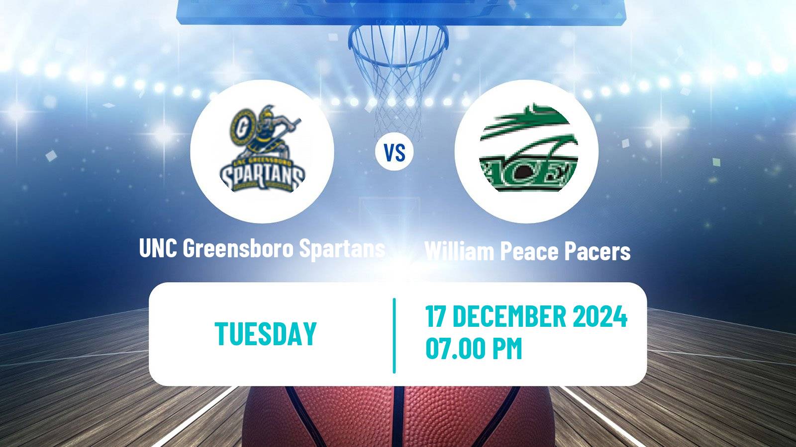 Basketball NCAA College Basketball UNC Greensboro Spartans - William Peace Pacers