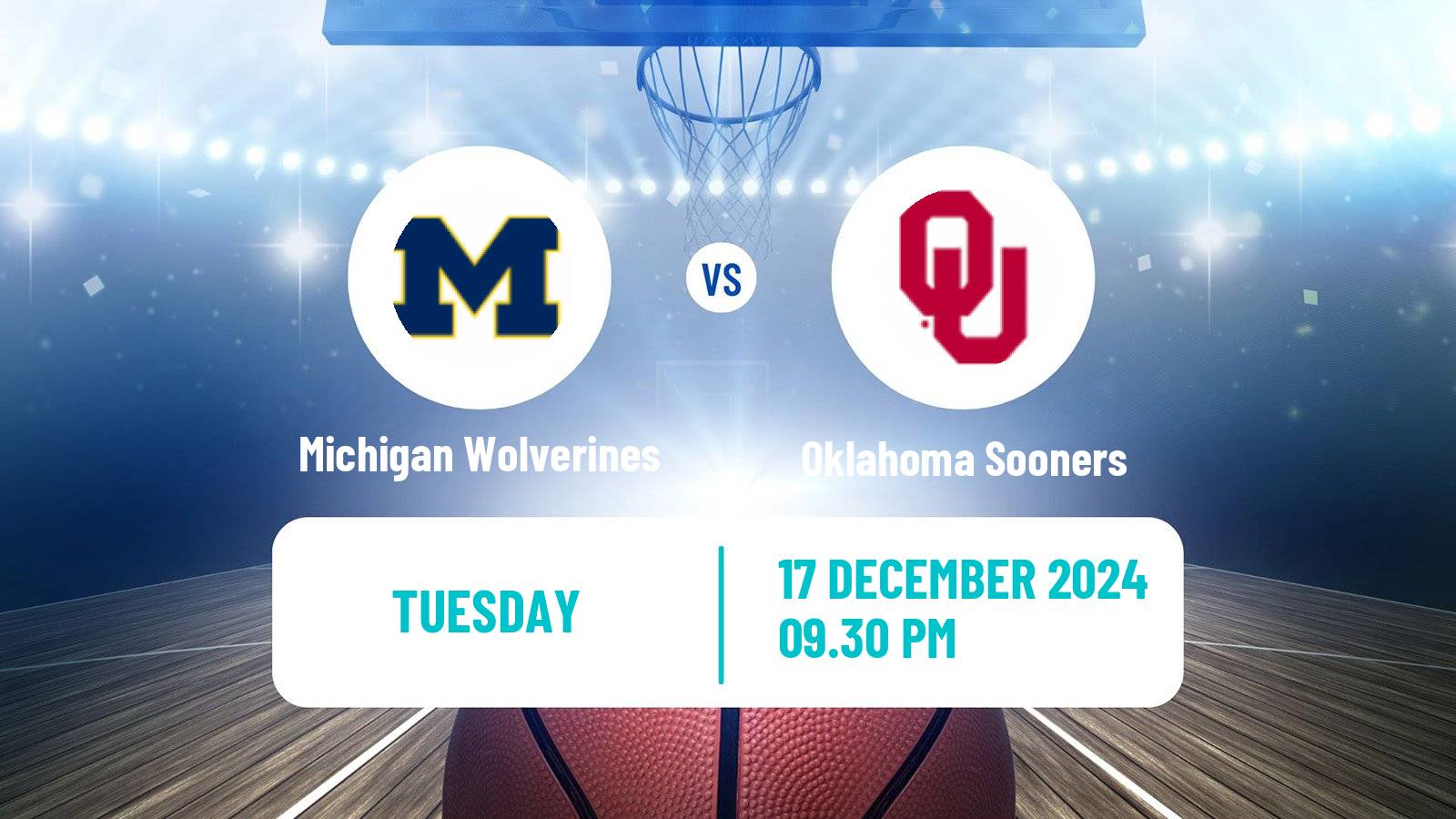 Basketball NCAA College Basketball Women Michigan Wolverines - Oklahoma Sooners