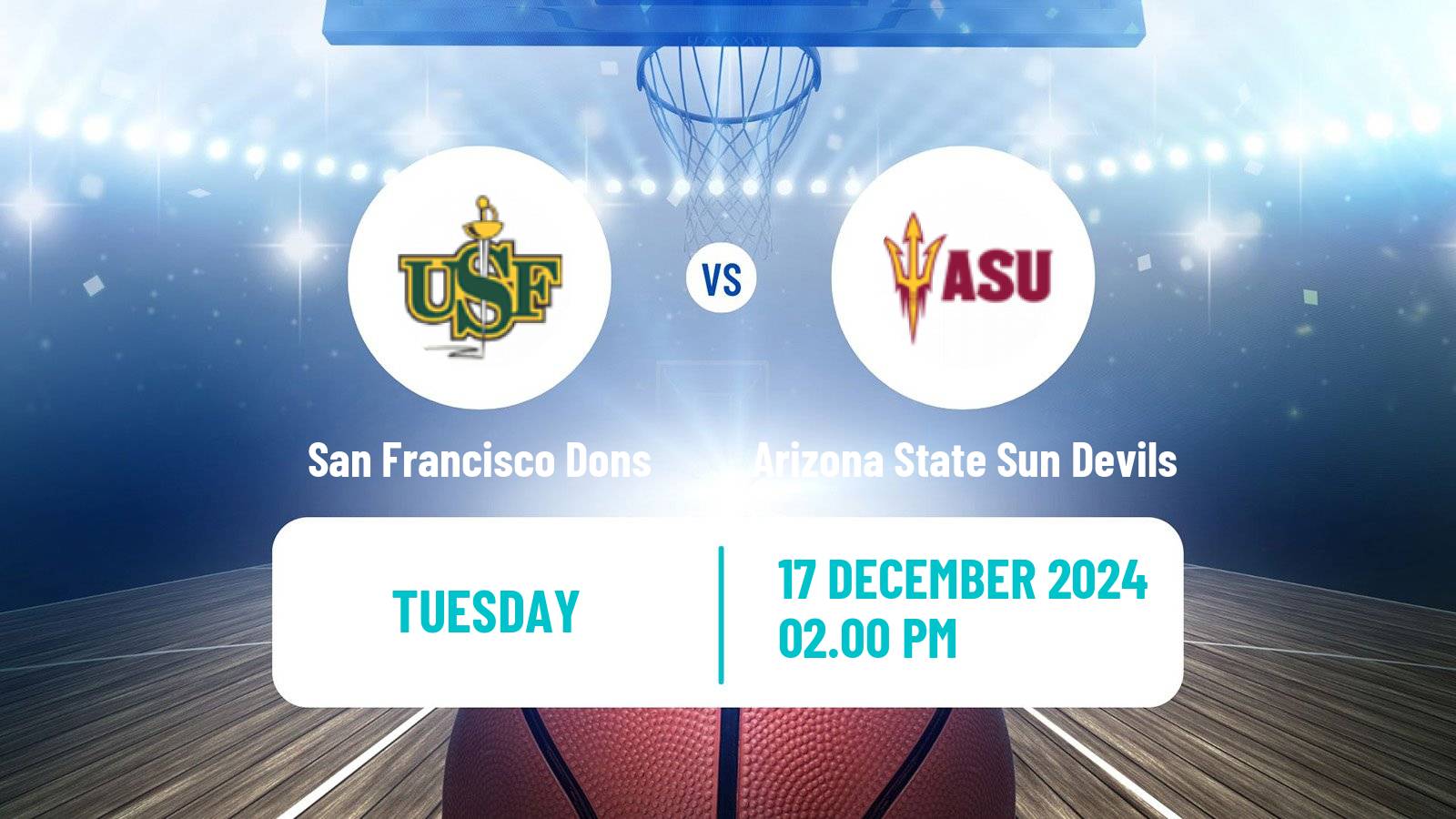 Basketball NCAA College Basketball Women San Francisco Dons - Arizona State Sun Devils