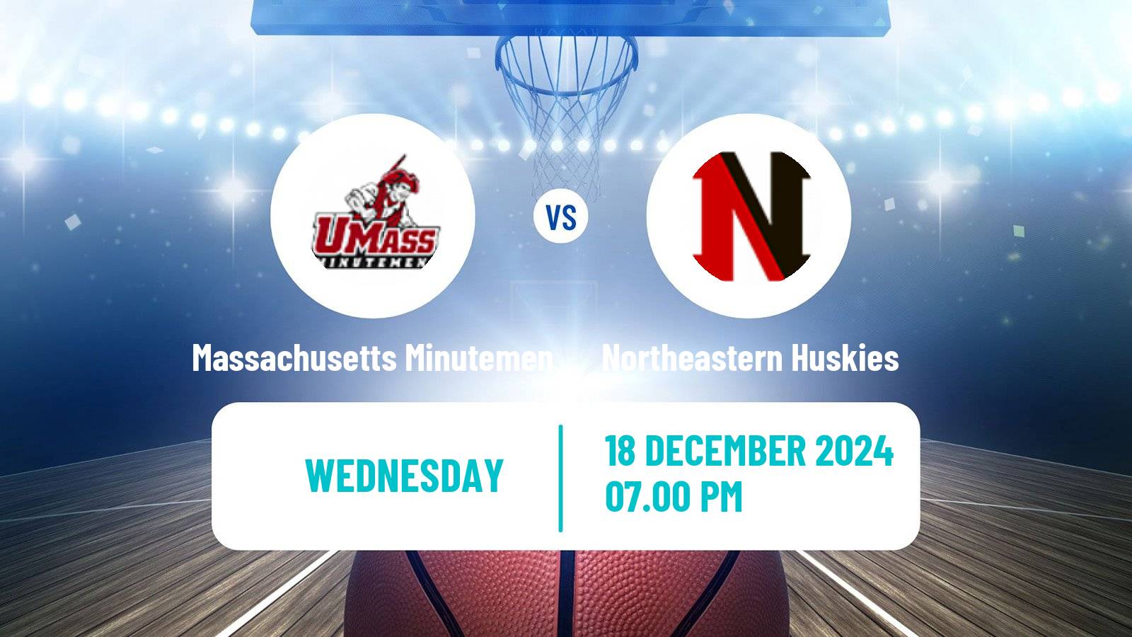 Basketball NCAA College Basketball Massachusetts Minutemen - Northeastern Huskies