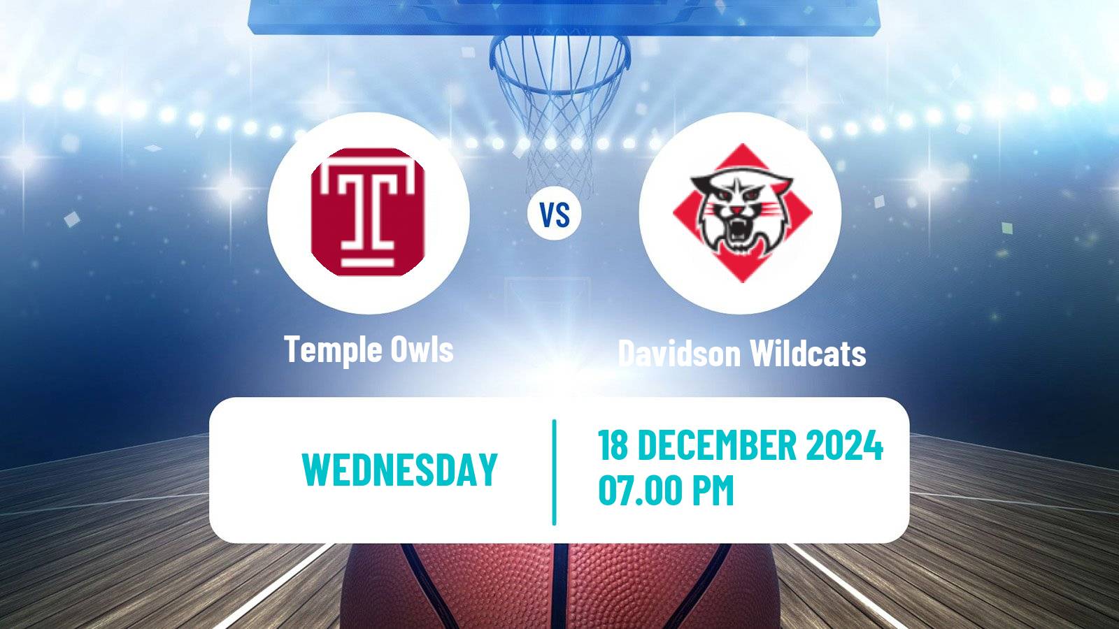 Basketball NCAA College Basketball Temple Owls - Davidson Wildcats