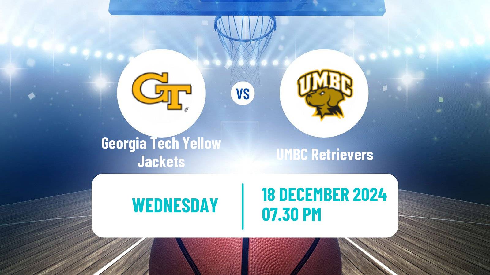 Basketball NCAA College Basketball Georgia Tech Yellow Jackets - UMBC Retrievers