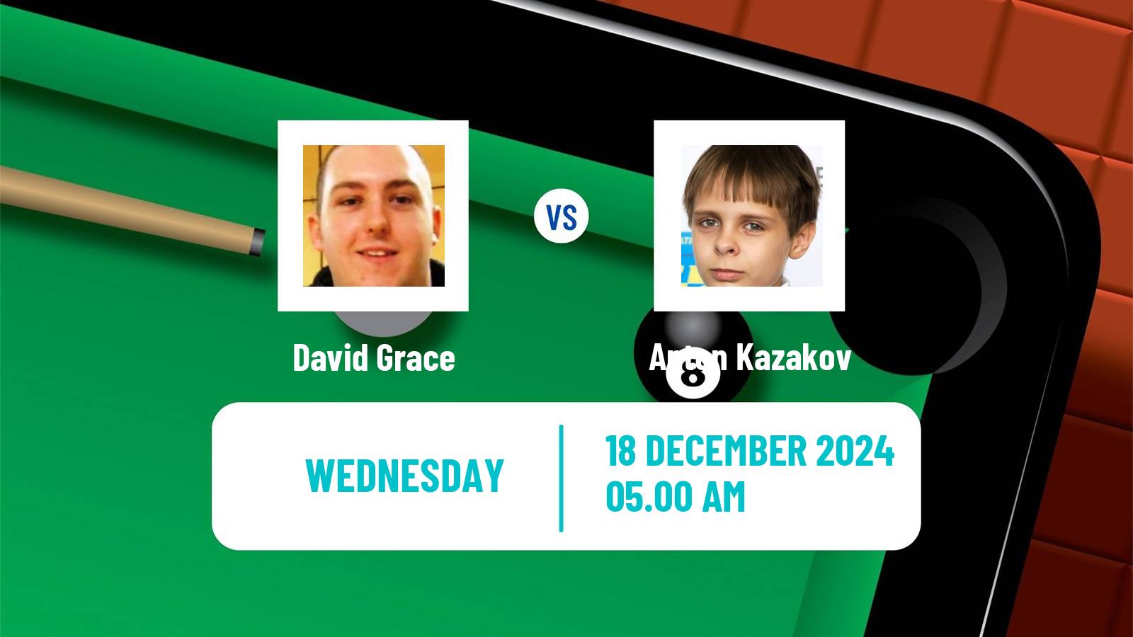 Snooker German Masters David Grace - Anton Kazakov