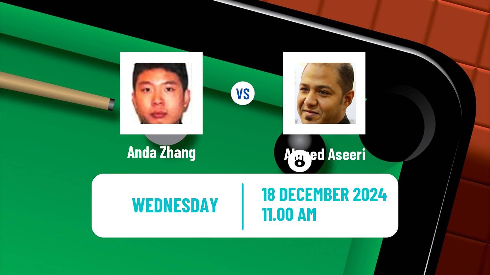 Snooker Riyadh Snooker Championship Anda Zhang - Ahmed Aseeri