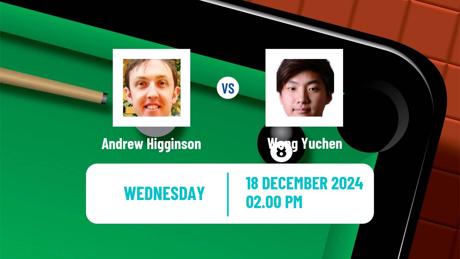 Snooker German Masters Andrew Higginson - Wang Yuchen