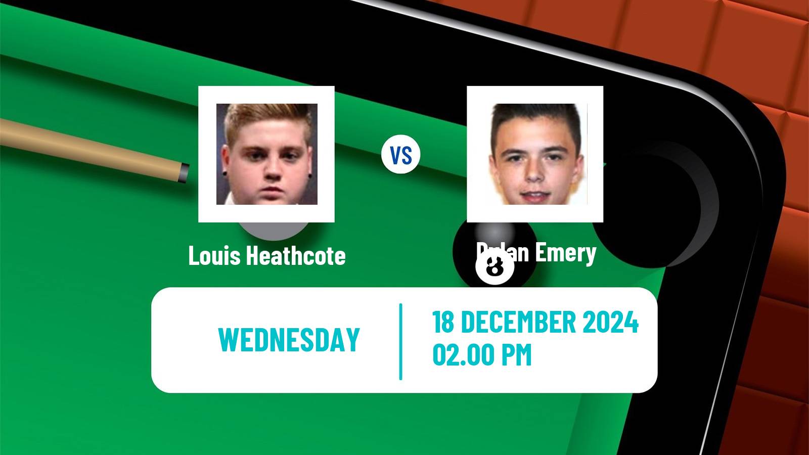 Snooker German Masters Louis Heathcote - Dylan Emery