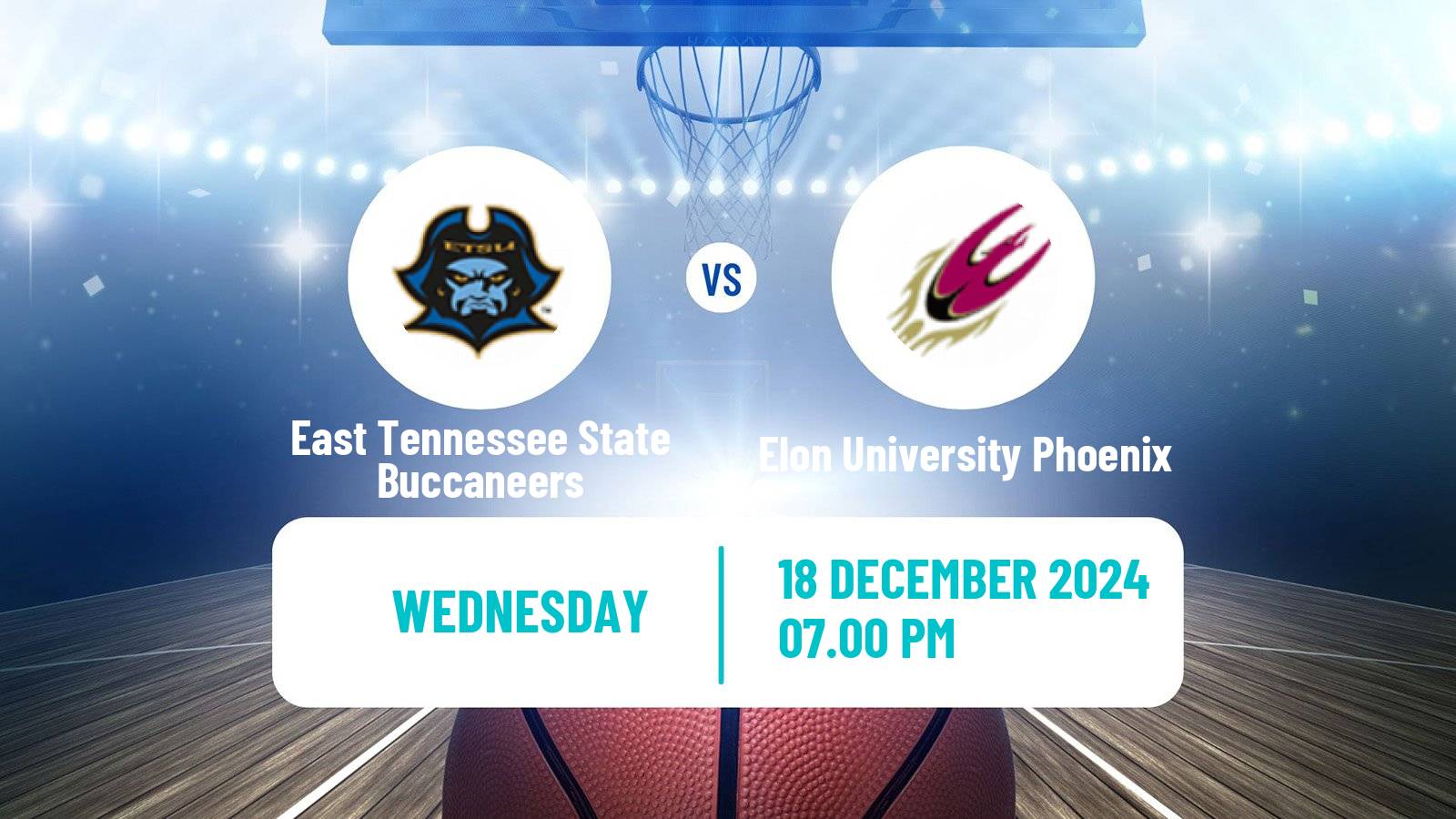 Basketball NCAA College Basketball East Tennessee State Buccaneers - Elon University Phoenix