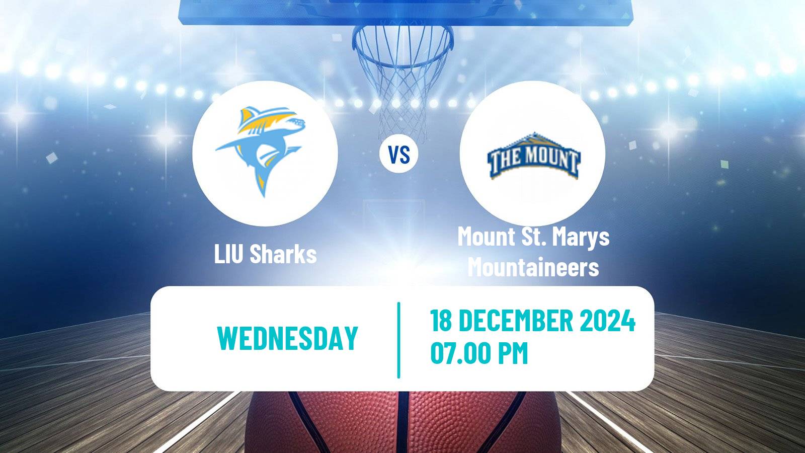 Basketball NCAA College Basketball LIU Sharks - Mount St. Marys Mountaineers