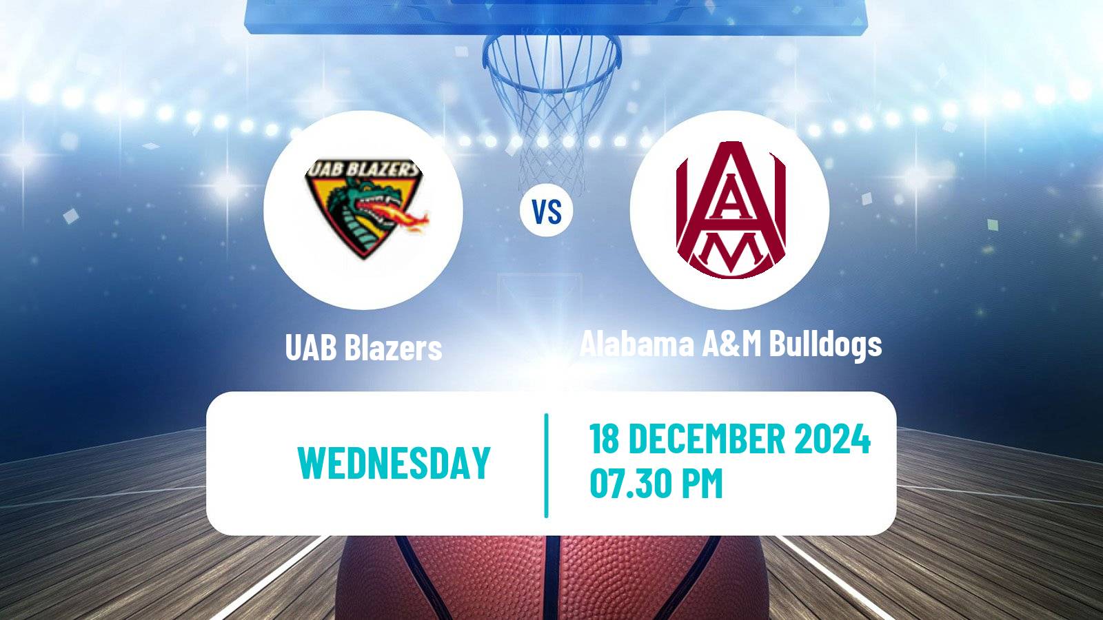 Basketball NCAA College Basketball UAB Blazers - Alabama A&M Bulldogs