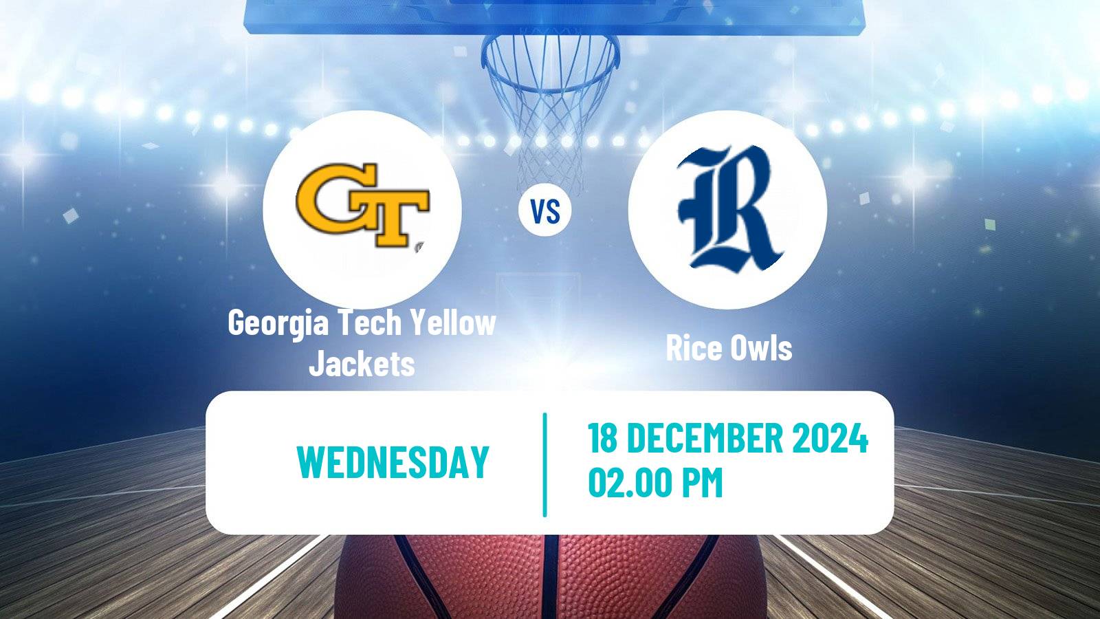 Basketball NCAA College Basketball Women Georgia Tech Yellow Jackets - Rice Owls