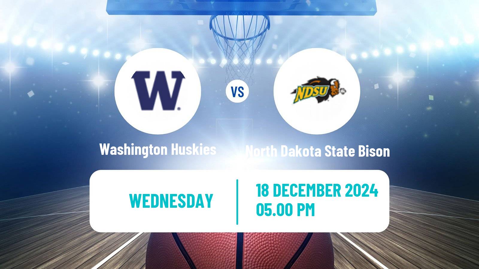 Basketball NCAA College Basketball Women Washington Huskies - North Dakota State Bison