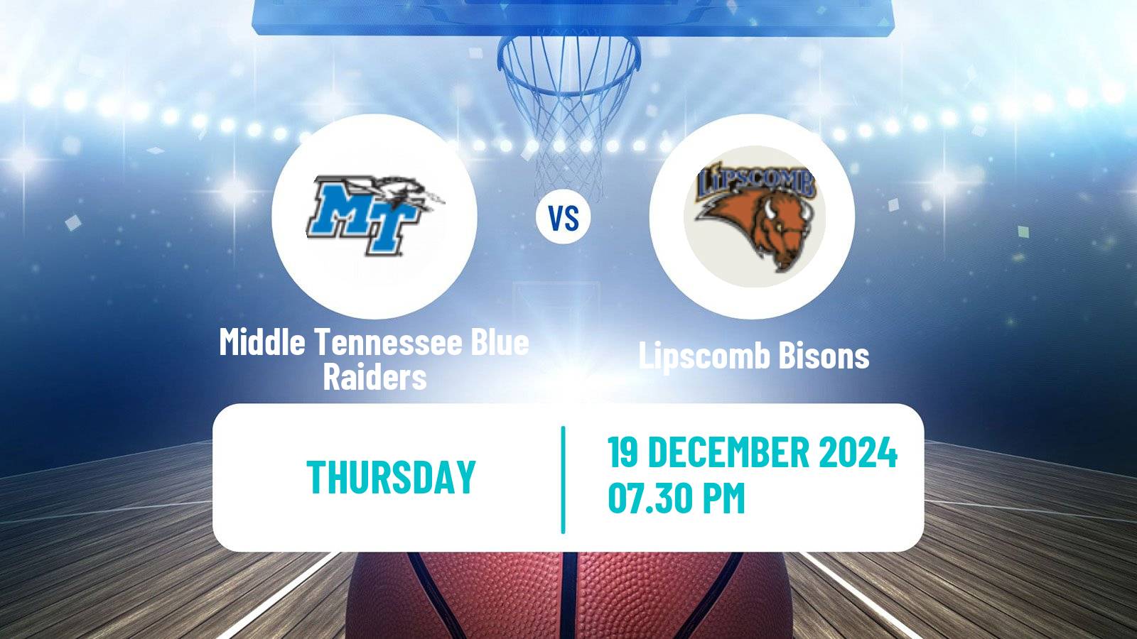 Basketball NCAA College Basketball Middle Tennessee Blue Raiders - Lipscomb Bisons