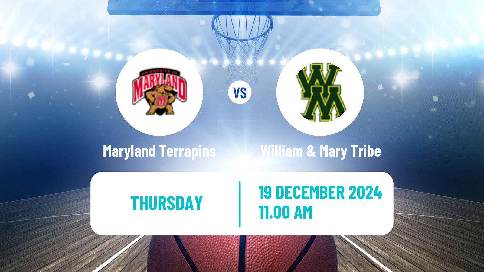 Basketball NCAA College Basketball Women Maryland Terrapins - William & Mary Tribe