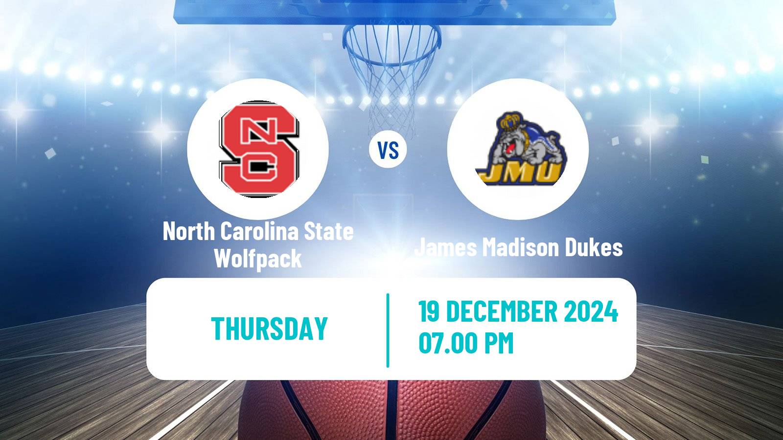 Basketball NCAA College Basketball Women North Carolina State Wolfpack - James Madison Dukes