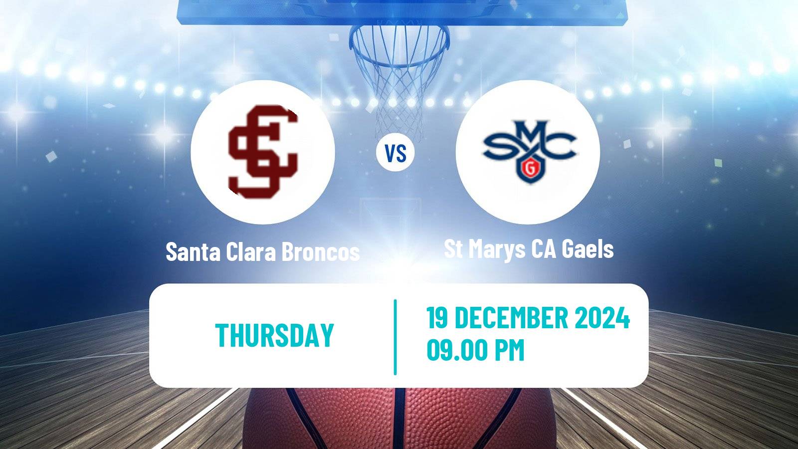 Basketball NCAA College Basketball Women Santa Clara Broncos - St Marys CA Gaels