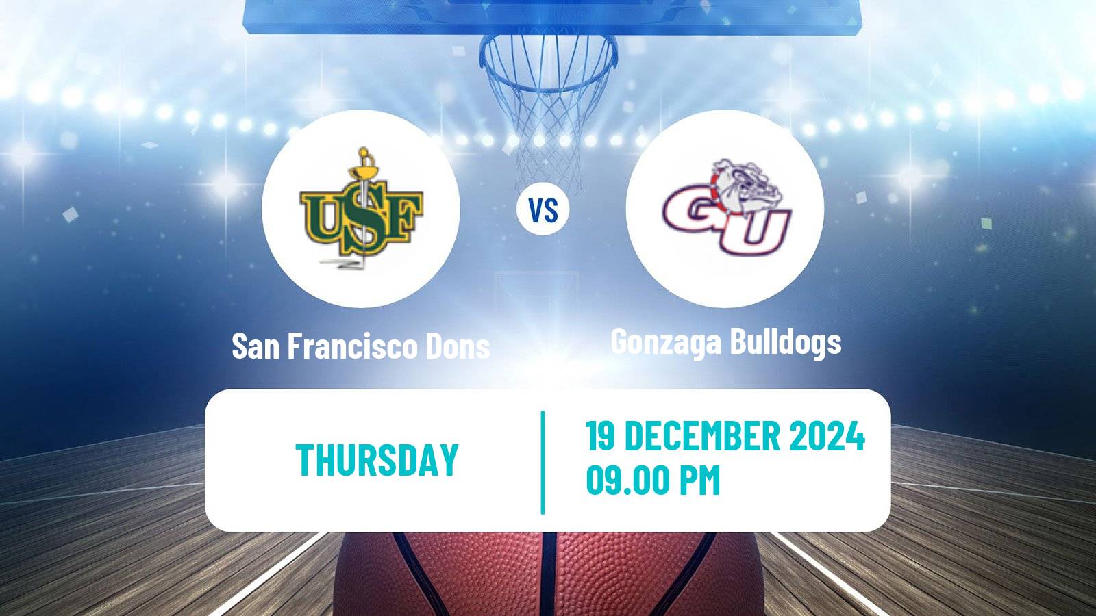 Basketball NCAA College Basketball Women San Francisco Dons - Gonzaga Bulldogs