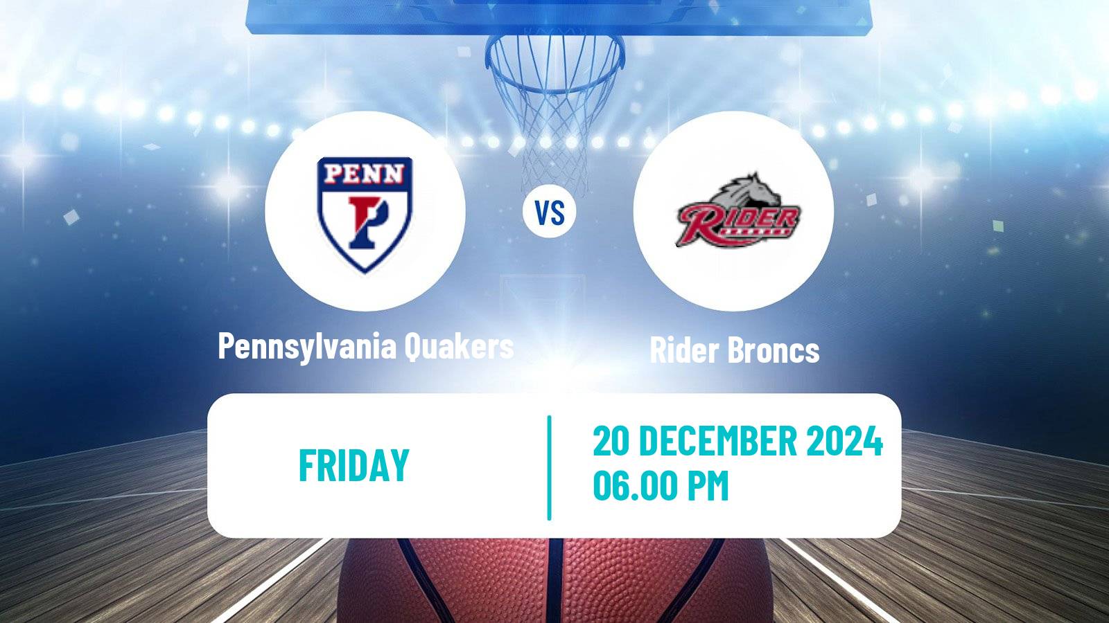 Basketball NCAA College Basketball Pennsylvania Quakers - Rider Broncs