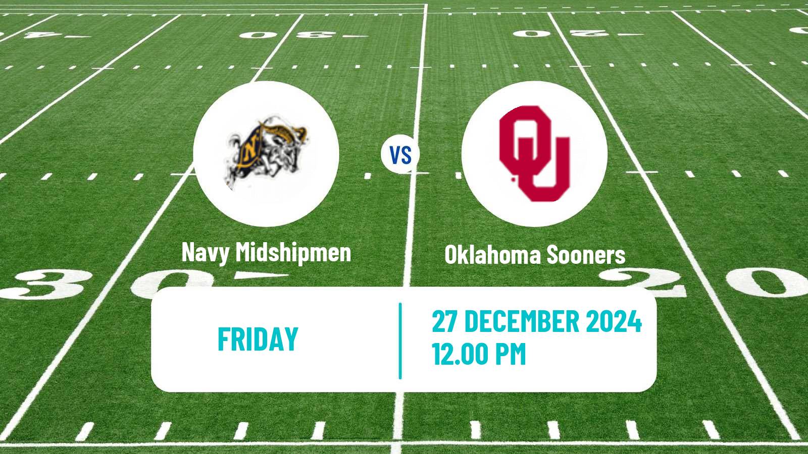 American football NCAA College Football Navy Midshipmen - Oklahoma Sooners