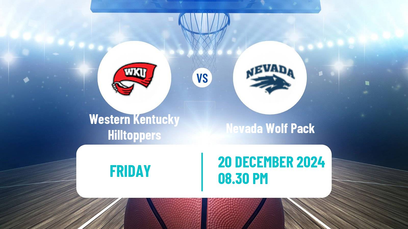 Basketball NCAA College Basketball Women Western Kentucky Hilltoppers - Nevada Wolf Pack