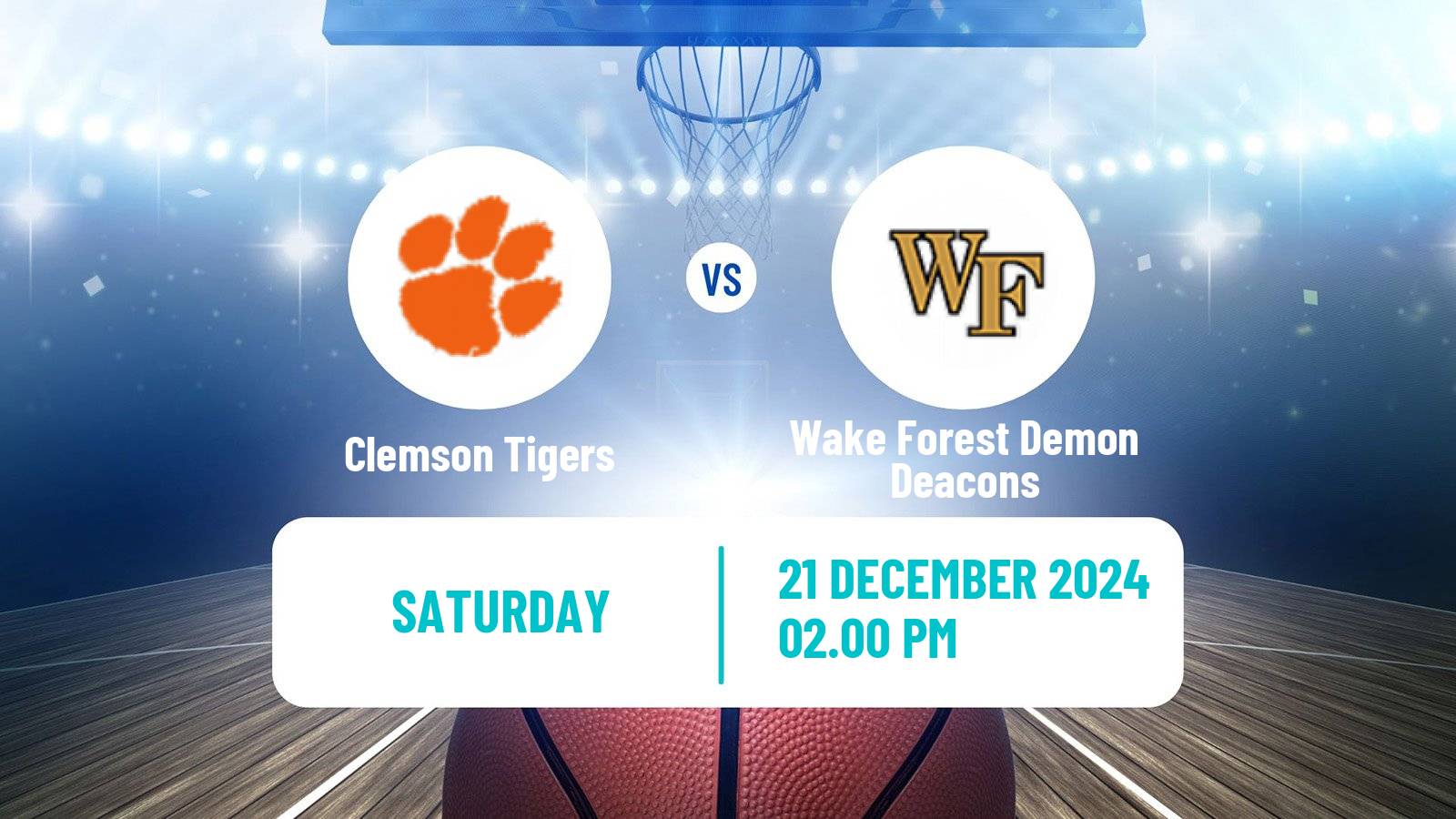 Basketball NCAA College Basketball Clemson Tigers - Wake Forest Demon Deacons