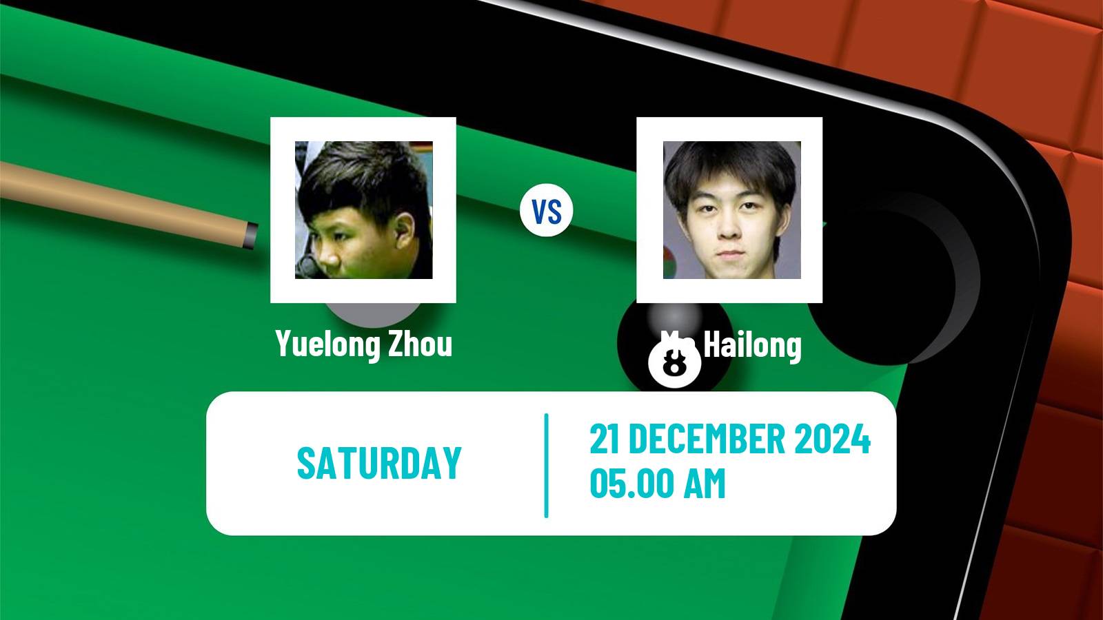 Snooker World Open Yuelong Zhou - Ma Hailong