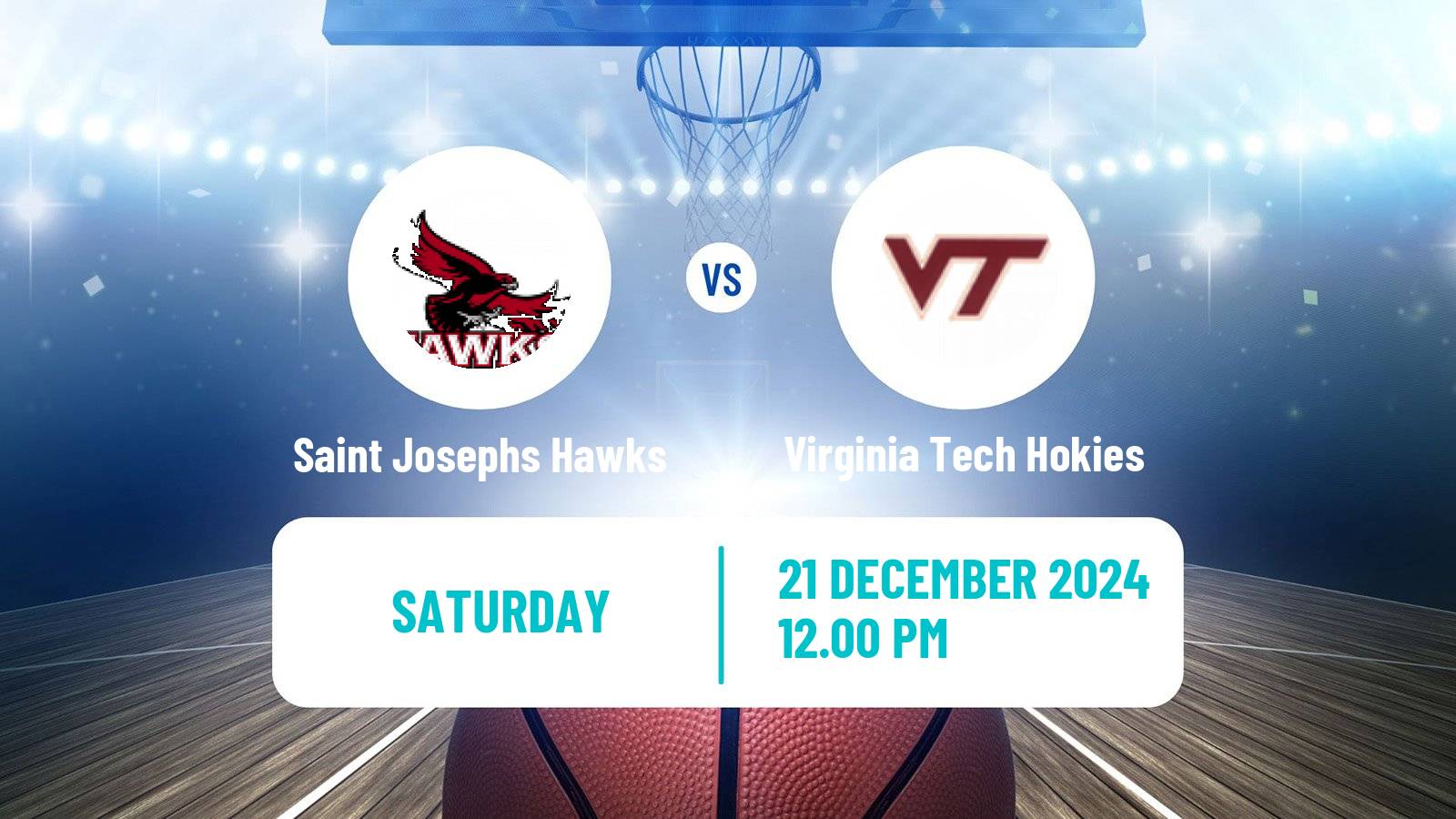 Basketball NCAA College Basketball Saint Josephs Hawks - Virginia Tech Hokies