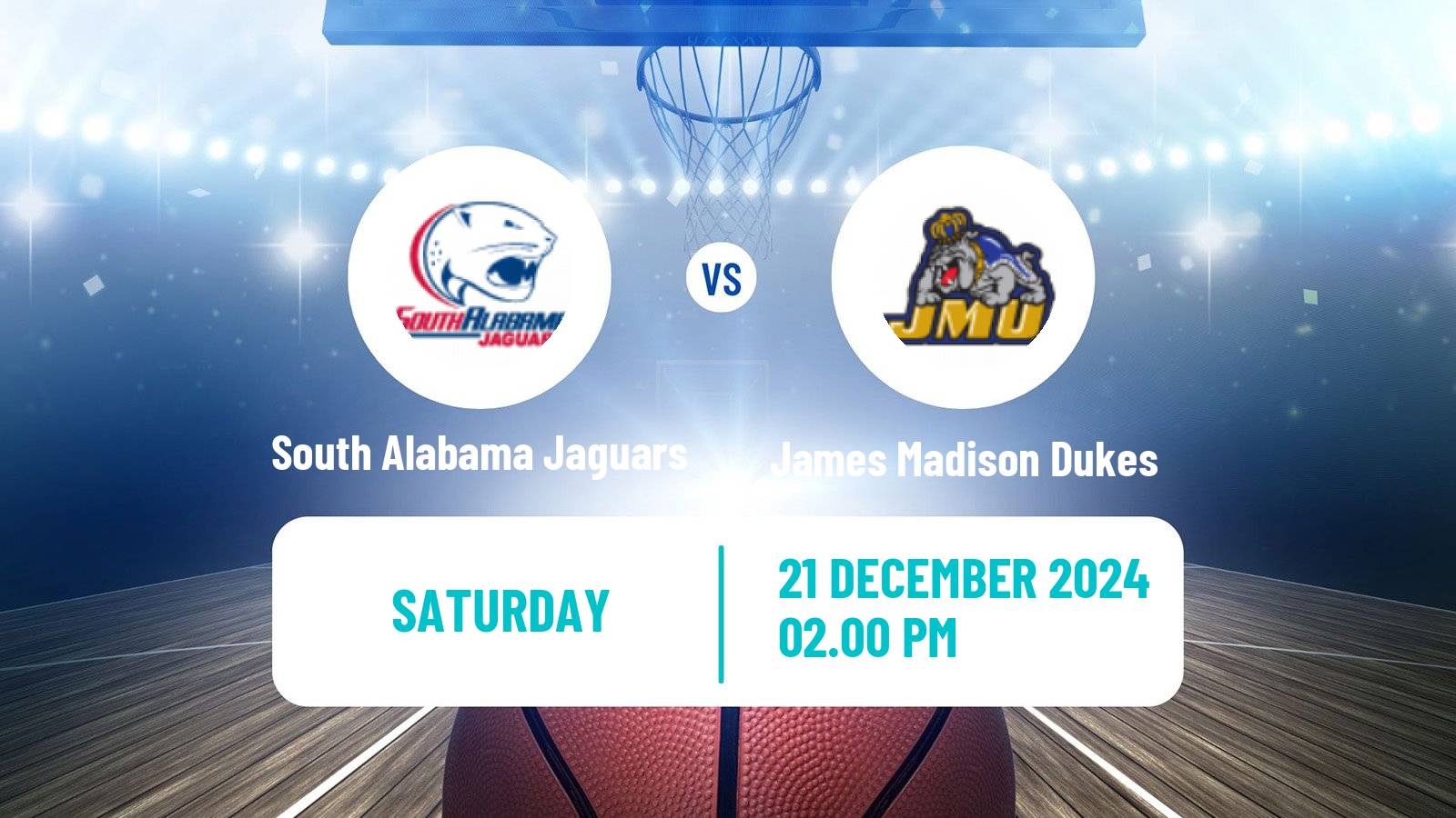 Basketball NCAA College Basketball South Alabama Jaguars - James Madison Dukes